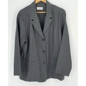 Vintage Alfred Dunner Women's 20 Gray Pinstripe Blazer Business Three Button